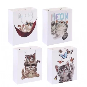 - Um saco de oferta chamativo de 26x11x32cm com linda prata e design de gato a laser. Esta bolsa de presente elegante é certa para impressionar qualquer destinatário com seu brilho único e desenho tocante. - Produzido com papel de alta qualidade
