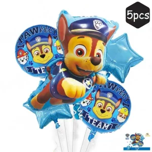 Este pack vem com 5 balões de folha de alumínio de alta qualidade CHASE da Patrulha Canina.Ideal para festas de aniversário e eventos especiais como se vestir como seus personagens favoritos. Balão Foil Chase em azul brilhante