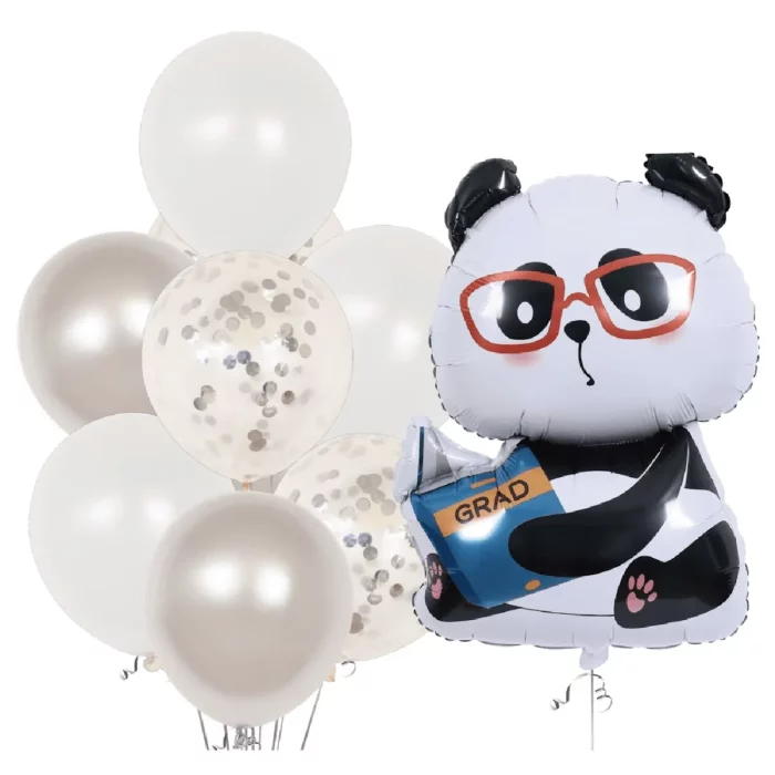 Este kit de balões panda inclui 10 peças
