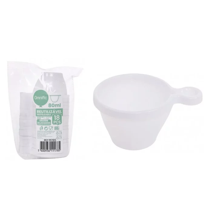 Esta prática chávena de café reutilizável de 80ml é ideal para a sua casa ou escritório. Com 18 unidades por embalagem