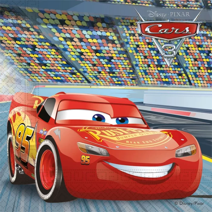 Guardanapos temáticos vibrantes e coloridos do Cars 3