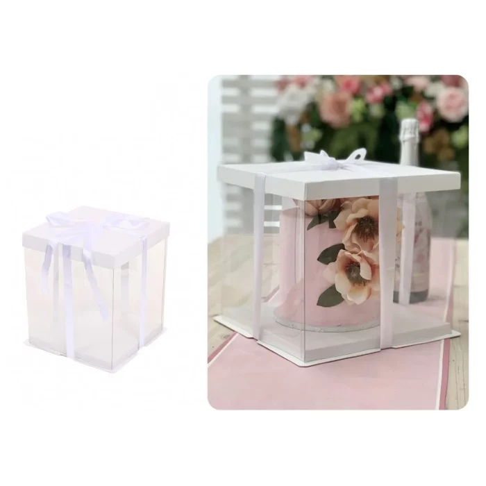 Feito de material transparente de alta qualidade que realça a beleza de seus bolos.O tamanho perfeito de 21cm x 21cm x 25.5cm