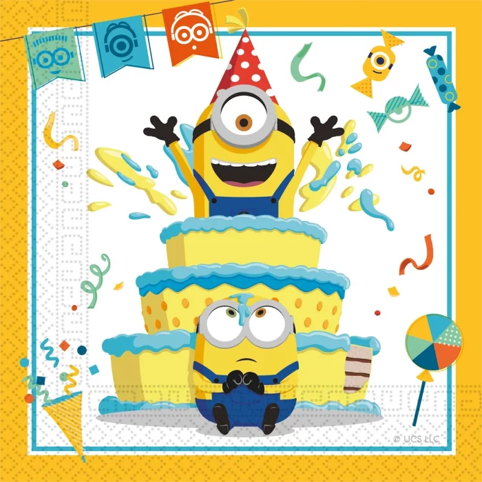 Guardanapos únicos e divertidos que fazem uma grande adição para festas temáticas de Minions;Vêm em um pacote de 20