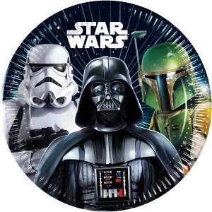 Pratos temáticos Star Wars de alta qualidade e resistentes de 20cm perfeitos para festas.Pacote com 20 unidades