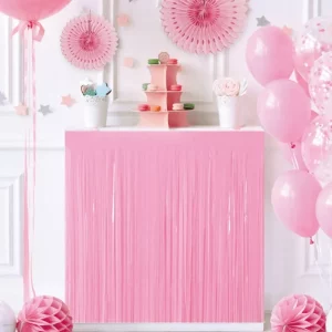 Luxuriously designed Rain Silk Macaron Pink Table Skirt brings a stylish and elegant touch to your celebrations.Generously sized at 74*274cm