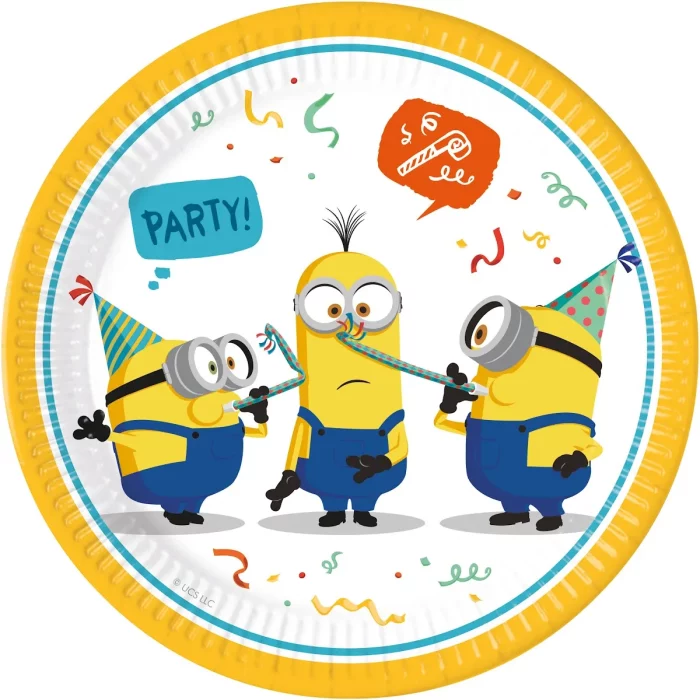 Conjunto inclui 8 pratos temáticos Minions de 23cm.Projetado com personagens populares Minions e apresenta um vívido amarelo que atrai as crianças.Os pratos são de qualidade superior