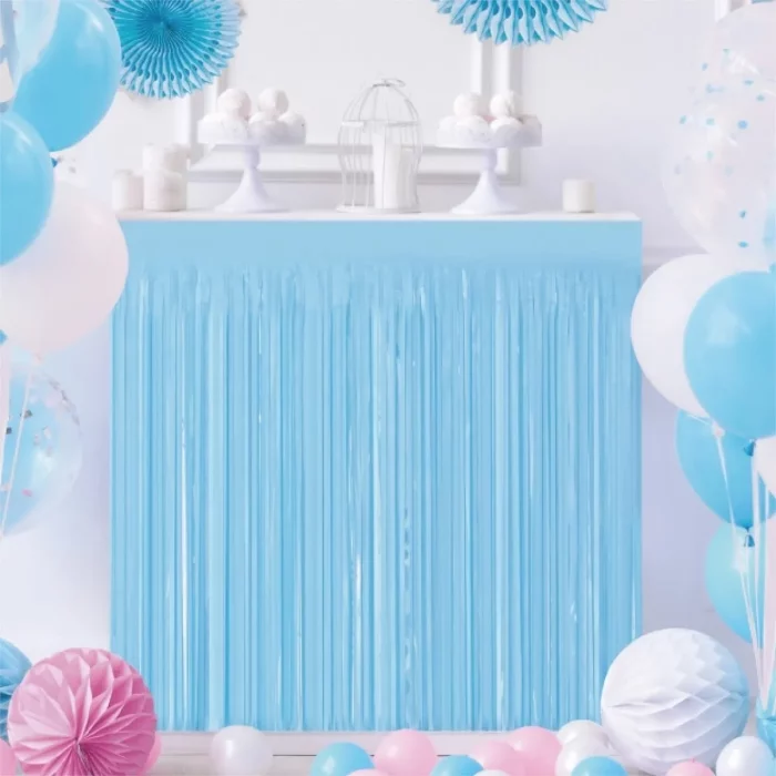 Saia de Mesa de Festa: Adicione um toque de elegância à sua festa com esta saia de mesa em Marfim azul 74*274cm.Alta qualidade: Esta saia de mesa é feita de materiais duráveis e de alta qualidade para resistir a qualquer evento de festa. Estilize sua festa com nossa alta qualidade