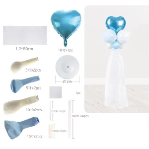 Kit robusto para festas com 9 peças disponíveis.Decoração perfeita com nosso suporte para balões azul. Decore a sua festa com nosso kit azul contendo 9 peças e suporte para balões.