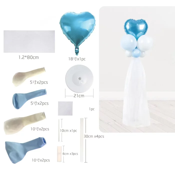 Kit robusto para festas com 9 peças disponíveis.Decoração perfeita com nosso suporte para balões azul. Decore a sua festa com nosso kit azul contendo 9 peças e suporte para balões.