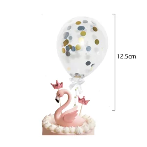 Este conjunto contém 2 bolos com confetes de balão dourado e prateado