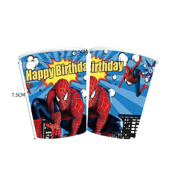 Pacote com 10 copos de papel festivos com o tema do Spiderman