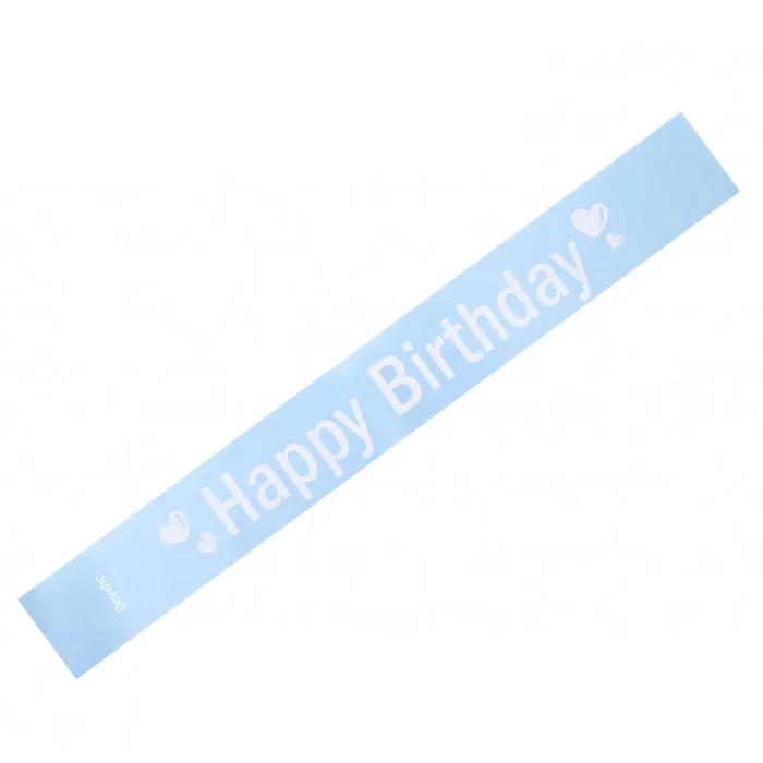 Faixa de aniversário impressionante de 170cmx10cm.Elegante cor azul