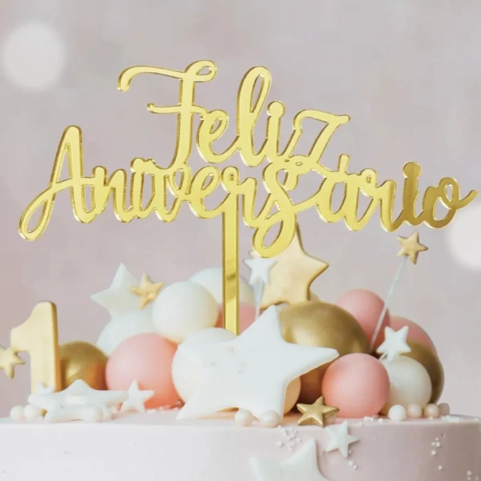Este topo de bolo de aniversário é feito de acrílico de alta qualidade