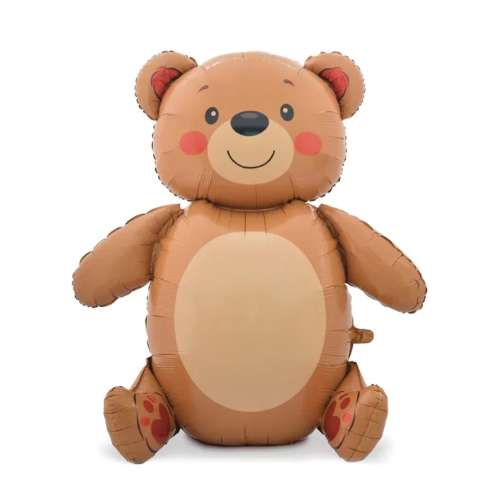 Este enorme balão Airloonz de 58 polegadas em forma de urso marrom é o destaque de qualquer festa.De cor vibrante laranja