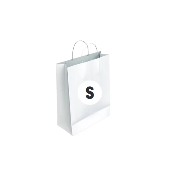Saco de Papel Branco: Ideal para qualquer festa ou evento. Este saco de papel branco é de alta qualidade e é perfeito para dar aos convidados ou para embrulhar presentes.Tamanho S