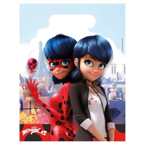 Práticos Sacos de Festa Ladybug perfeitos para guardar lembranças ou doces. Fabricados em plástico resistente