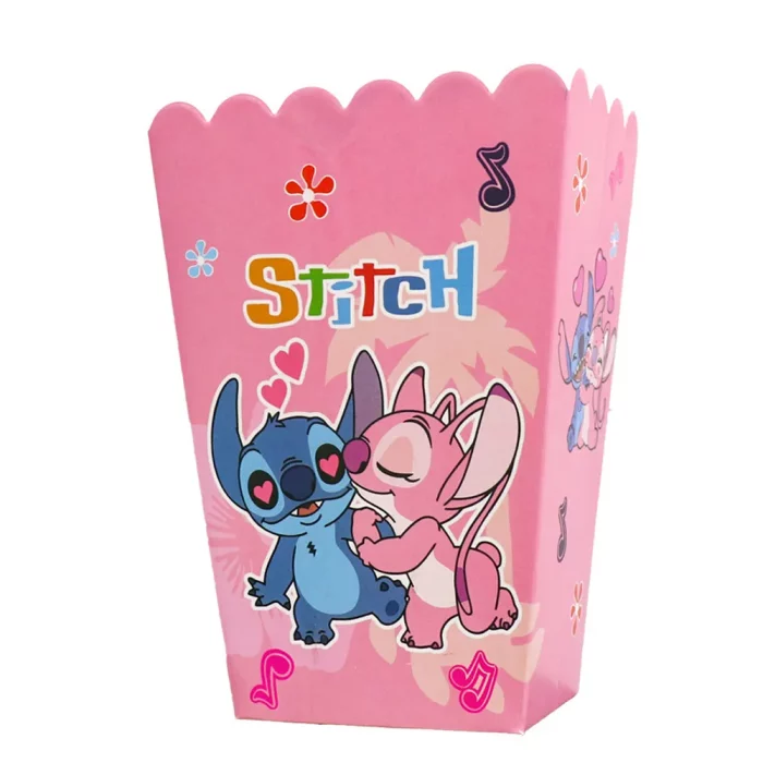 Adicione um toque especial à sua festa com a nossa caixa de pipoca rosa Lilo & Stitch.A caixa vem com uma embalagem