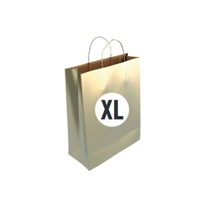 Nosso Saco de Papel Dourado XL é perfeito para todas as suas necessidades de festa. Com um tamanho generoso de 18cm x 46cm x 40cm