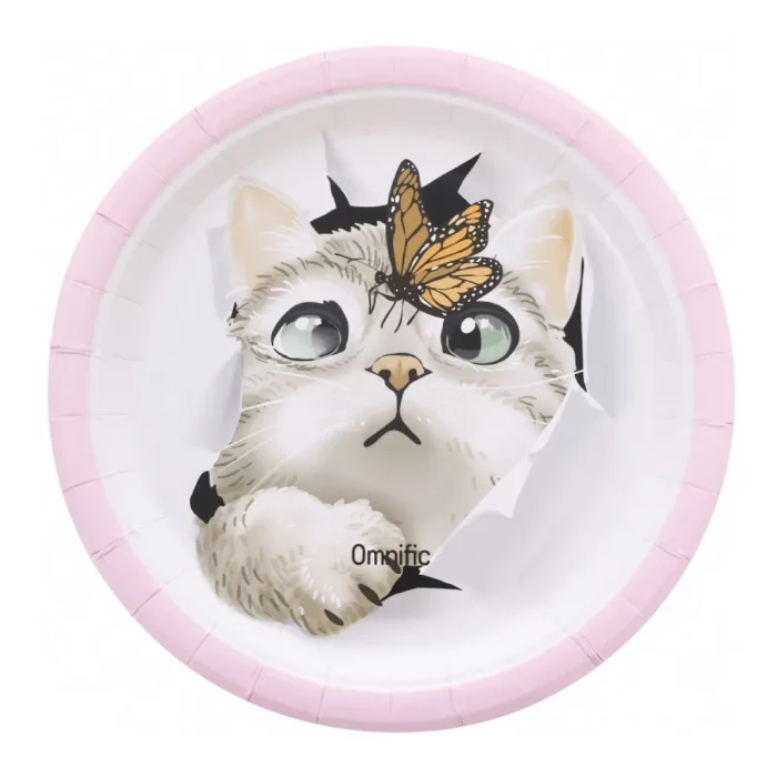 Conjunto encantador: Este pacote contém 6 pratos de papel temáticos de festa de gatos
