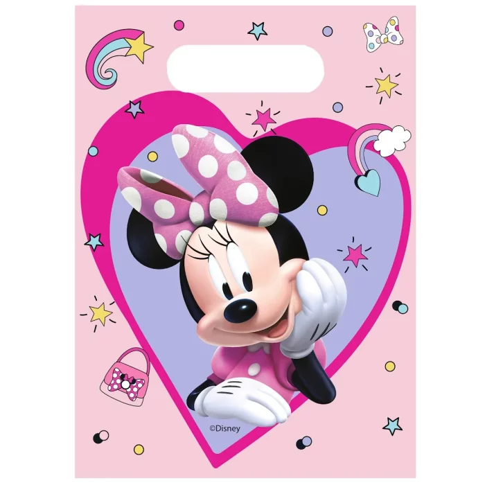 Estes Sacos de Lembranças Minnie são perfeitos para qualquer festa infantil com tema Minnie.Cada pacote inclui 6 saquinhos no tamanho de 16cm x 23cm