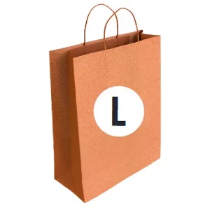 Sacos de papel laranja em tamanho L