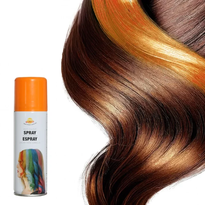 Spray de cabelo laranja vivo para adicionar uma explosão de cor aos seus trajes de festa.Contém 125ml