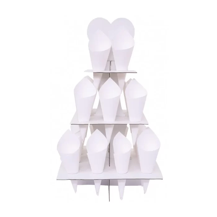 Este conjunto contém cones de papel confete branco de luxo