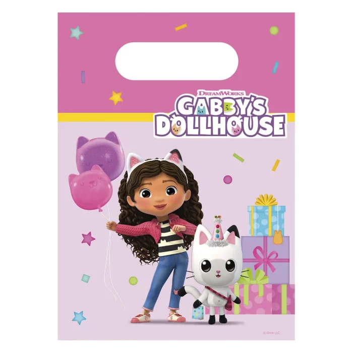 Cada pacote contém 6 Sacos de Festa Gabby's Dollhouse