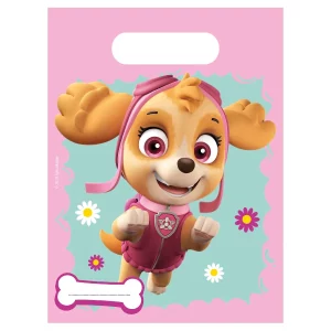 Conjunto com 6 sacos festa Skye Paw Patrol perfeito para distribuição de doces e brindes.Design de Skye Paw Patrol atraente para as crianças
