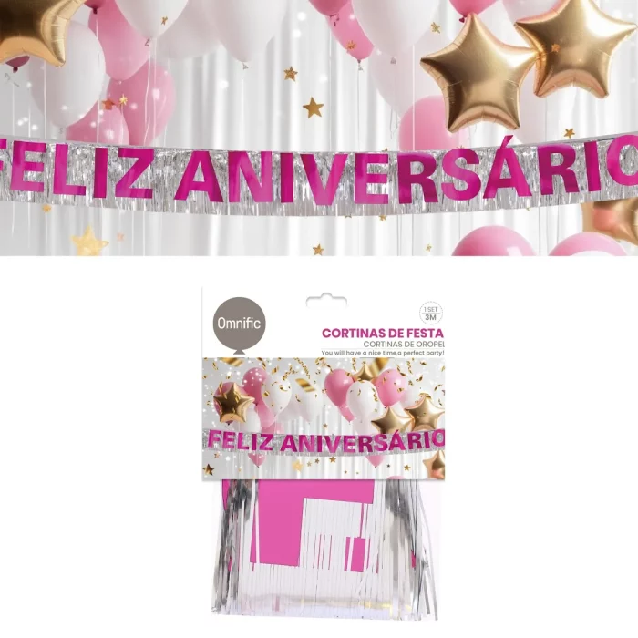 Cortinas de festa prateadas de alta qualidade perfeitas para aniversários e outras celebrações.Com 300cm de comprimento