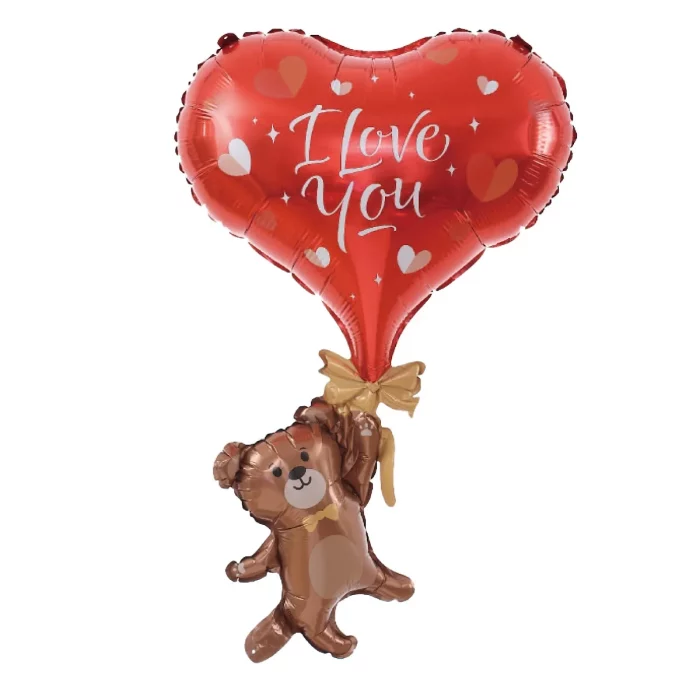 Balão de folha de alumínio de alta qualidade assegurando durabilidade e longevidade.Design de urso encantador perfeito para celebrações românticas do Dia dos Namorados.Tamanho gigante (53cm x 84cm) para uma decoração de festa impressionante e vistosa.Fácil de inflar e desinflar para uso múltiplo e conveniente armazenamento. Balão de foil de urso impressionante para o Dia dos Namorados. Feito para adicionar um toque espumante à sua festa romântica.