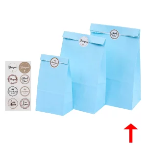 Saco de Papel Kraft resistente ideal para festas e eventos.Vem em pacote com 5 unidades.Tamanho de 15cm x 26cm x 8cm