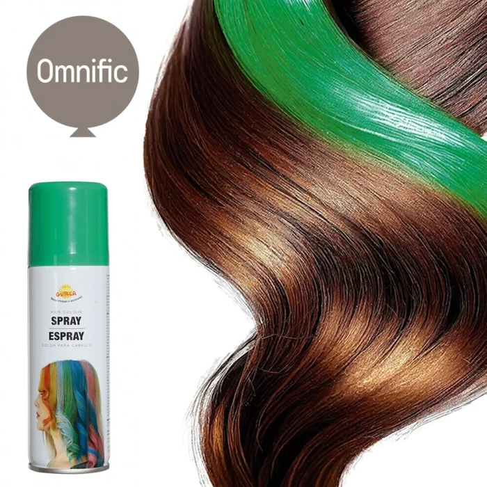Este Spray de Cabelo Verde Festivo 125ml é perfeito para qualquer evento festivo