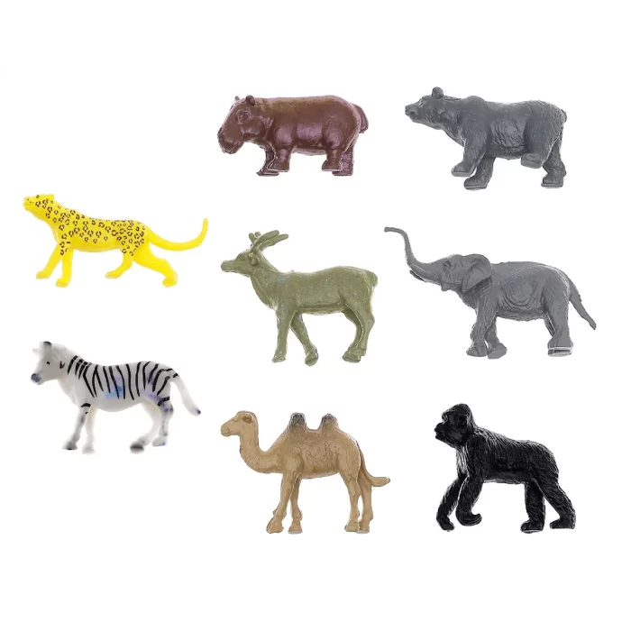 Kit contém uma variedade de mini brinquedos de animais selvagens