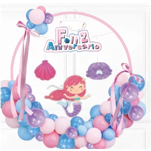 Este Kit de Balões de Aniversário Sereia contém 64 peças