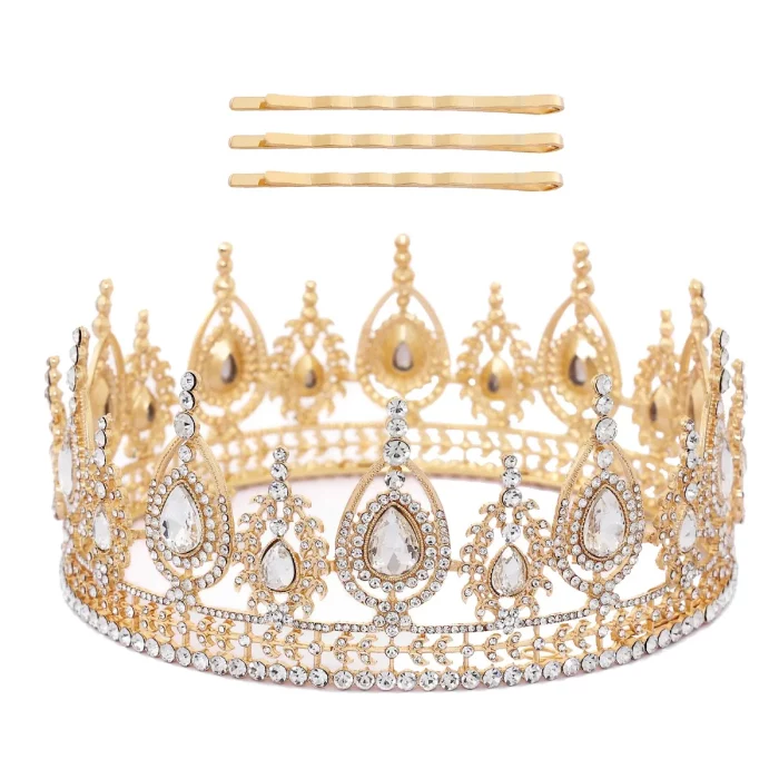 Esta coroa de festa vem com um design encantador de gota de água e diamantes brancos