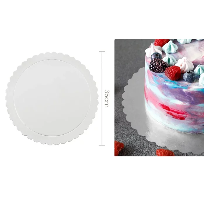 Luxuosa base para bolos prateada de 35cm