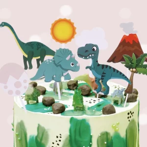 Kit contém 8 peças de topos de bolo de dinossauro