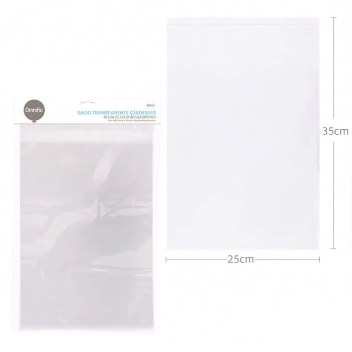 Embalagens de alta qualidade: 8 unidades de sacos transparentes feitos de plástico resistente de alta qualidade para durabilidade e reutilização.Tamanho prático e versátil: Cada saco mede 25cm x 35cm x 4cm