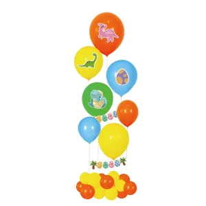Este kit inclui 21 balões em um tema de dinossauro fantástico e colorido