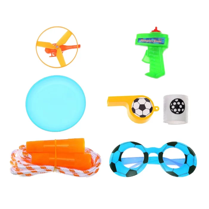 Este conjunto de brinquedos de festa é apropriado para todas as idades e pode ser usado em qualquer tipo de ambiente de festa.O conjunto inclui diferentes tipos de mini brinquedos voadores